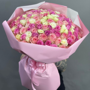 Букет из 151 кенийской розы микс (40 см) в Домодедово