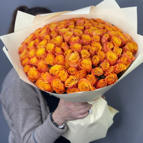 Букет из 101 огненной розы (40 см) в Домодедово