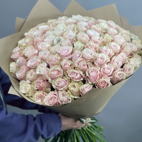 Букет из 101 розы Пинк Мондиаль Эквадор (60 см) в Домодедово
