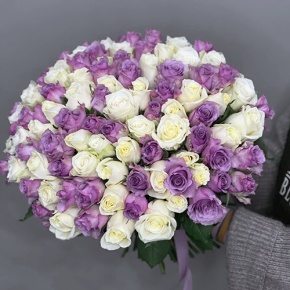 Букет "Фиолетовый микс" из 101 розы (40 см) в Домодедово