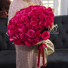 Букет 51 роза Эквадор Пинк Флоид (60 см) в Домодедово