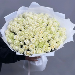 Букет "Лебединая верность" из 101 белой розы (60 см) в Домодедово