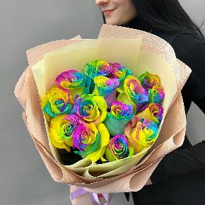 Букет из 15 радужных роз в Домодедово