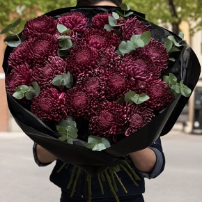 Букет из 21 винной хризантемы Бигоуди в Домодедово