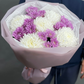 Букет "Вместе с тобой" из нежных хризантем в Домодедово