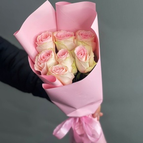 Букет 7 Кенийских розовых роз (40 см) в Домодедово