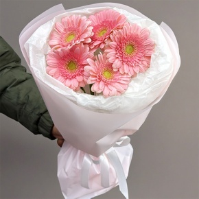 Букет из 5 розовых гербер мини в Домодедово