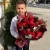 Букет с георгинами, розами и леукадендроном в Домодедово